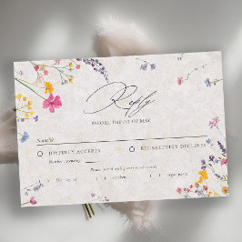 Wildflower Petal Watercolor Elegant Wedding Meal OSA Kort
