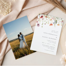 Wildflower Photo Wedding Invitation Inbjudningar