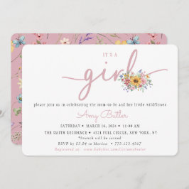Wildflower Pink Baby Shower Invitation Inbjudningar