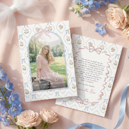 Wildflower Pink Bow Graduation Party Tack Kort