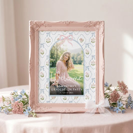 Wildflower Pink Bow Graduation Party Welcome Poster