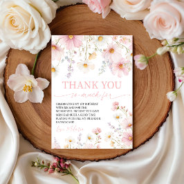 Wildflower Pink Floral Thank You Card Inbjudningar