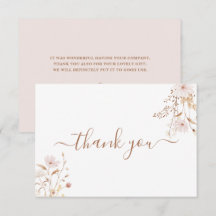 Wildflower pink thank you card