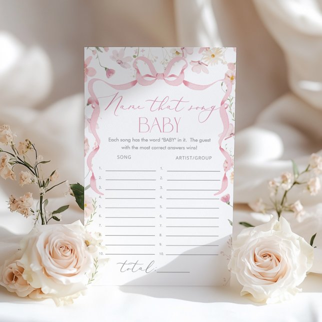 Wildflower Pink Whimsical Bow Name That Song Baby (Skapare uppladdad)