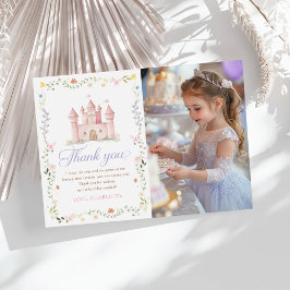 Wildflower Princess Slott 1-års Födelsedagsfoto Tack Kort