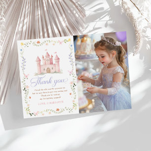 Wildflower Princess Slott 1-års Födelsedagsfoto Tack Kort