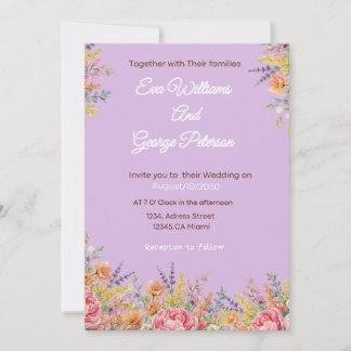Wildflower Purple Floral Wedding Invite Inbjudningar
