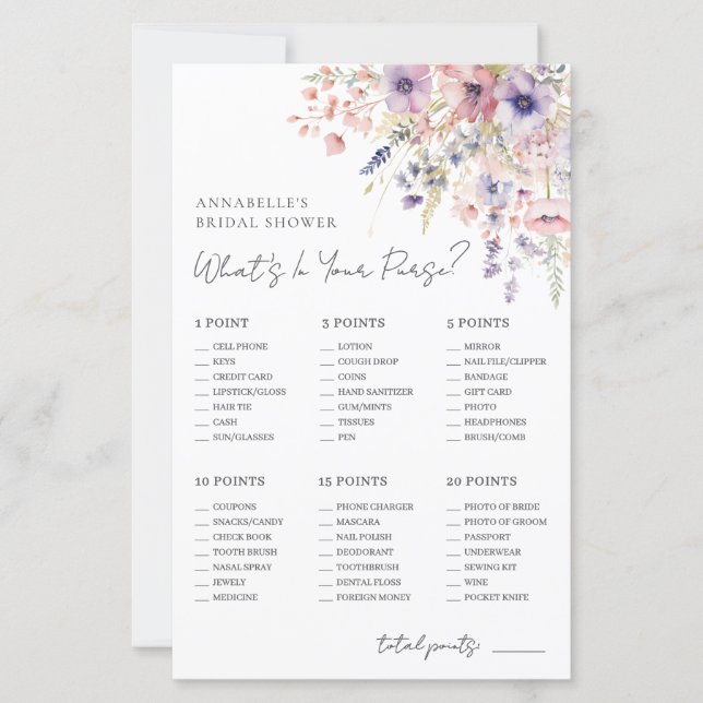 Wildflower Purse Bridal Shower Game (Framsida)