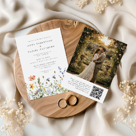 Wildflower QR Code Photo Wedding Invitation Inbjudningar