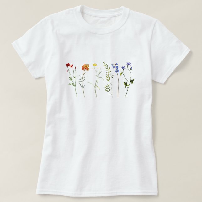 Wildflower Rainbow HBTQ Pride T Shirt (Design framsida)