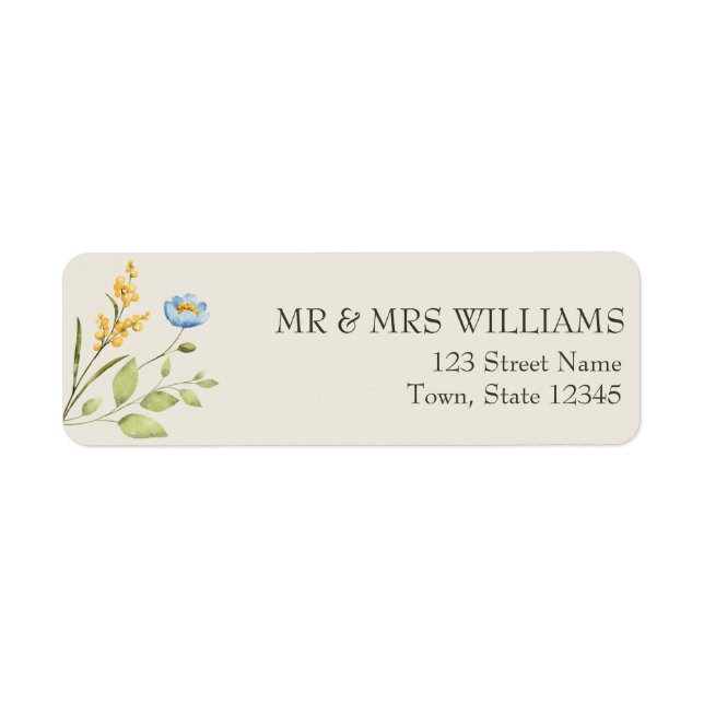 Wildflower Return Address Label Returadress Etikett (Framsidan)
