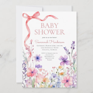 Wildflower Rosa Band Baby Shower Inbjudningar