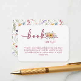 Wildflower Rose Baby Shower Book for Baby Card Tilläggskort