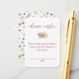 Wildflower Rose Baby Shower Diaper Raffle Card Tilläggskort
