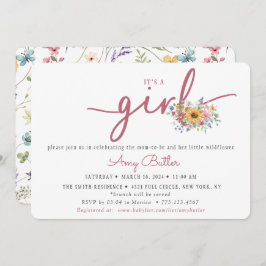 Wildflower & Rose Baby Shower Invitation Inbjudningar