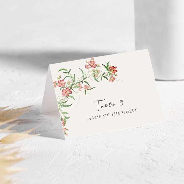 Wildflower Rose Spring Garland Wedding Place Card Bordsnummer (Skapare uppladdad)