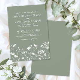 Wildflower Sage Green Wedding Inbjudningar