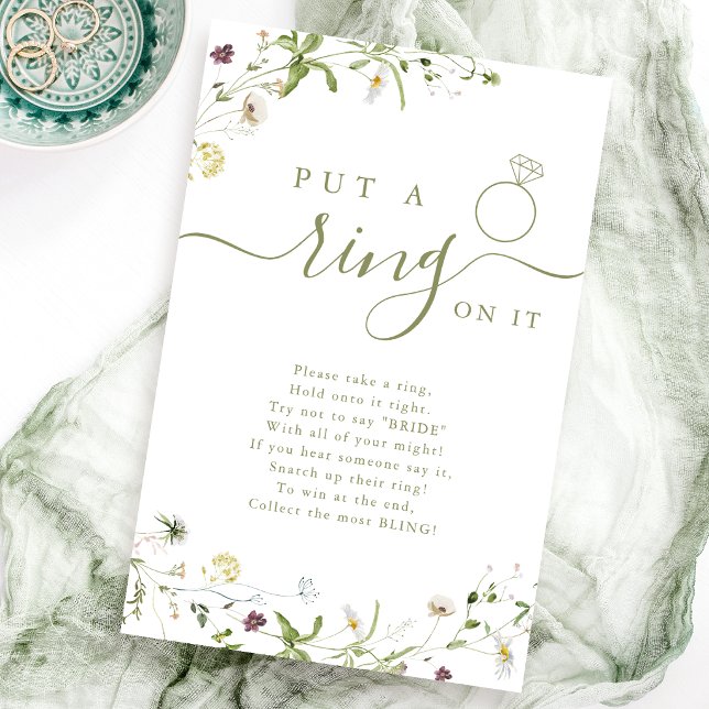 Wildflower satte en ring på det bröllopsduschspel (Wildflower put a ring on it bridal shower game)