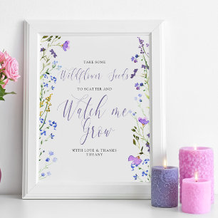 Wildflower Seeds Watch me Grow Baby Shower Favor Poster