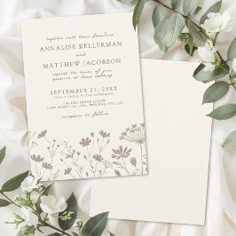 Wildflower Simple Minimalist Floral Wedding Inbjudningar