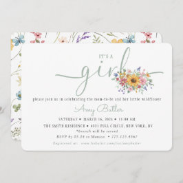 Wildflower Solid Green Shower Book Invitation Inbjudningar