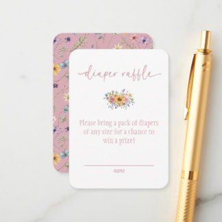 Wildflower Solid Pink Baby Shower Diaper Raffle  Tilläggskort