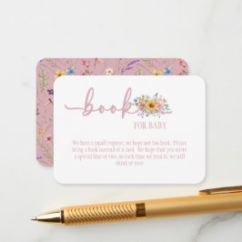 Wildflower Solid Pink Book for Baby Card Tilläggskort