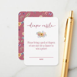 Wildflower Solid Rose Baby Shower Diaper Raffle  Tilläggskort