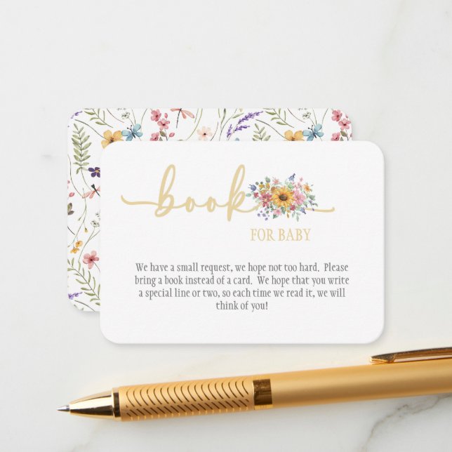 Wildflower Solid Yellow Baby Shower Book for Baby  Tilläggskort (Fram/Back In Situ)
