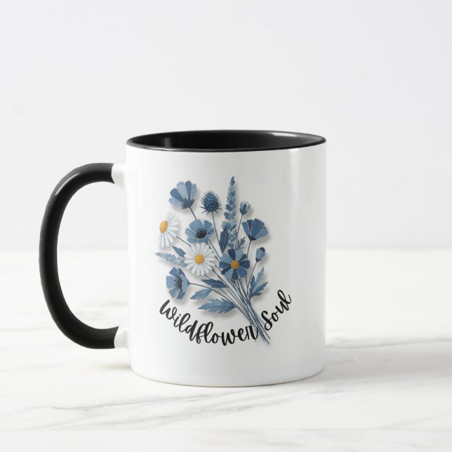 Wildflower Soul Blue Floral Art Mugg (Vänster)