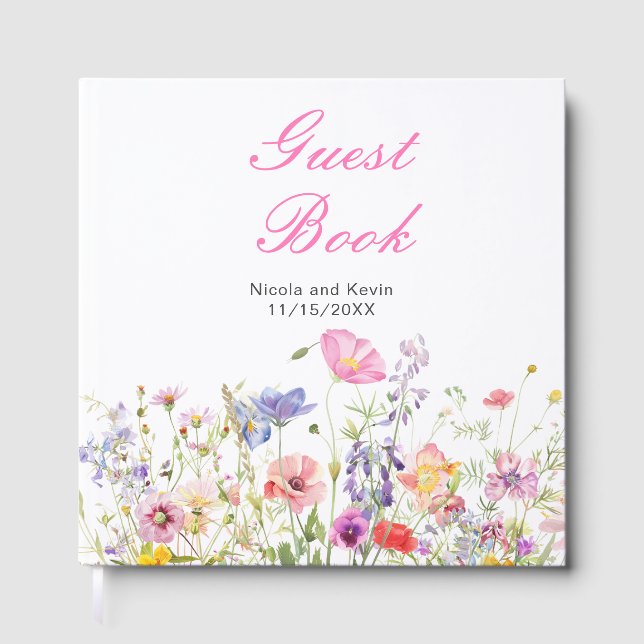 Wildflower Spring Floral Wedding Guest Book Gästböcker (Framsida)