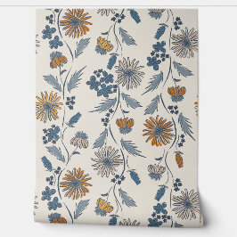 Wildflower Stripes - Muted Gold And Denim Blue