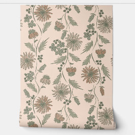 Wildflower Stripes - Taupe And Sage Green