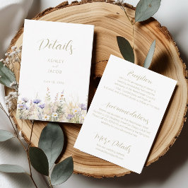 Wildflower Summer Meadow Wedding Details Card  Inbjudningar