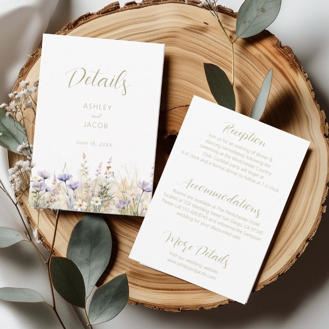 Wildflower Summer Meadow Wedding Details Card  Inbjudningar (Skapare uppladdad)