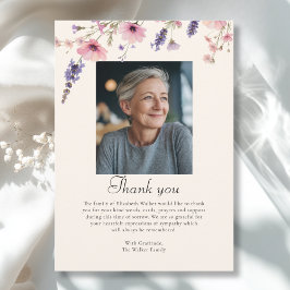Wildflower THANK YOU Memorial Funeral Photo Card Inbjudningar