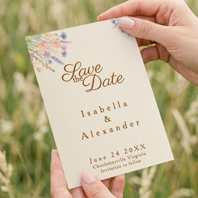 Wildflower top corner canopy Save the Date Card (Skapare uppladdad)