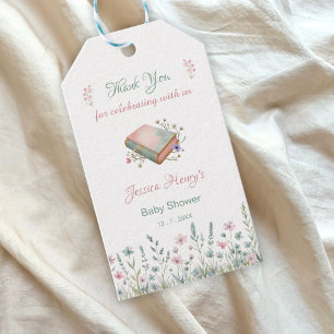 Wildflower Vintage Sagobok Baby Shower Tack så myc Presentetikett