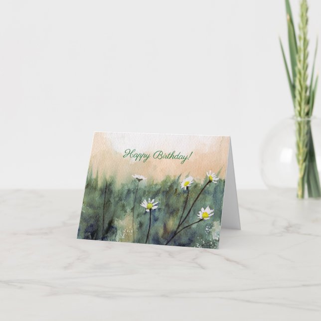 Wildflower Watercolor art Greeting Card Kort (Framsida)