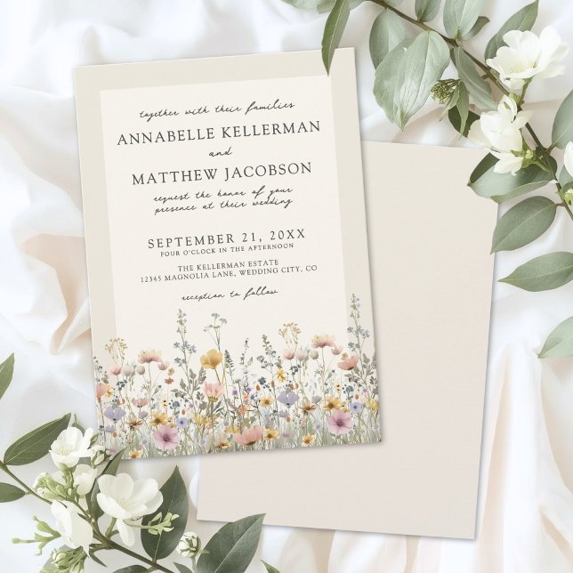 Wildflower Watercolor Boho Floral Wedding Inbjudningar (Wildflower Watercolor Boho Floral Wedding Invitation )