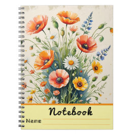 Wildflower Watercolor Bouquet Anteckningsbok