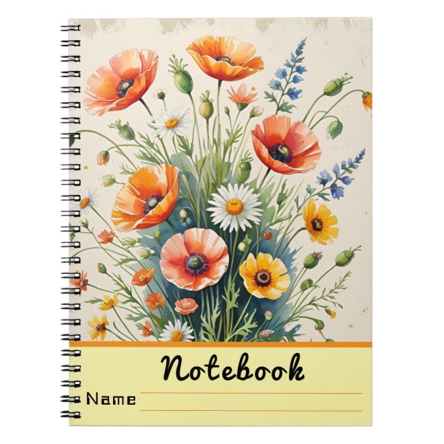 Wildflower Watercolor Bouquet Anteckningsbok (Framsidan)