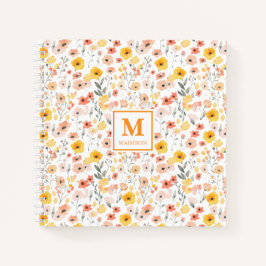 Wildflower Watercolor Monogram Notebook Journal