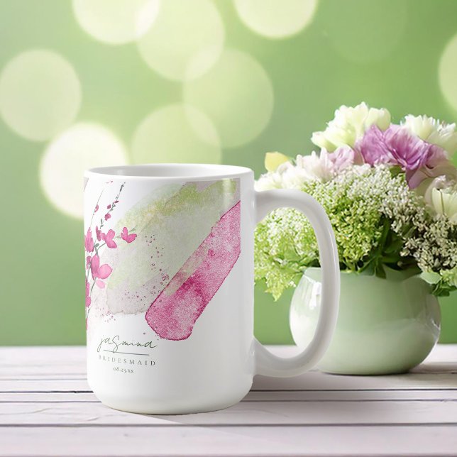 Wildflower Wedding Brudtärna Fuchsia ID954 Kaffemugg (Skapare uppladdad)