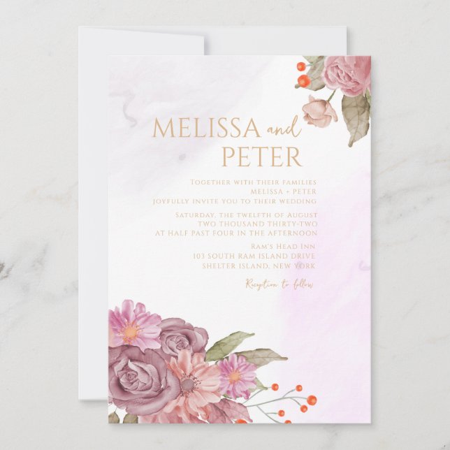 Wildflower Wedding Invitation Inbjudningar (Framsida)