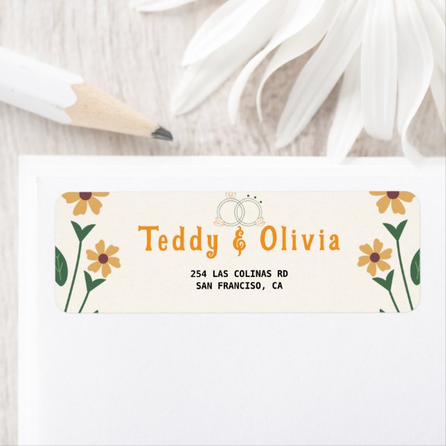 Wildflower Wedding Invitation Returadress Etikett (Insitu)