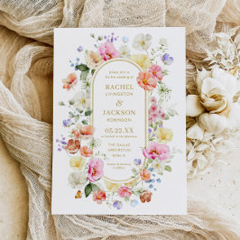 Wildflower Wedding Invite, Colorful Floral Wedding Inbjudningar