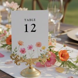 Wildflower Wedding Pretty Flower Table Number Bordsnummer