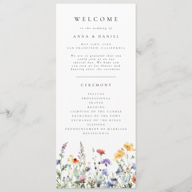 Wildflower Wedding Program (Framsida)