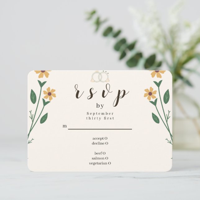 Wildflower Wedding RSVP Card OSA Kort (Stående Fram)